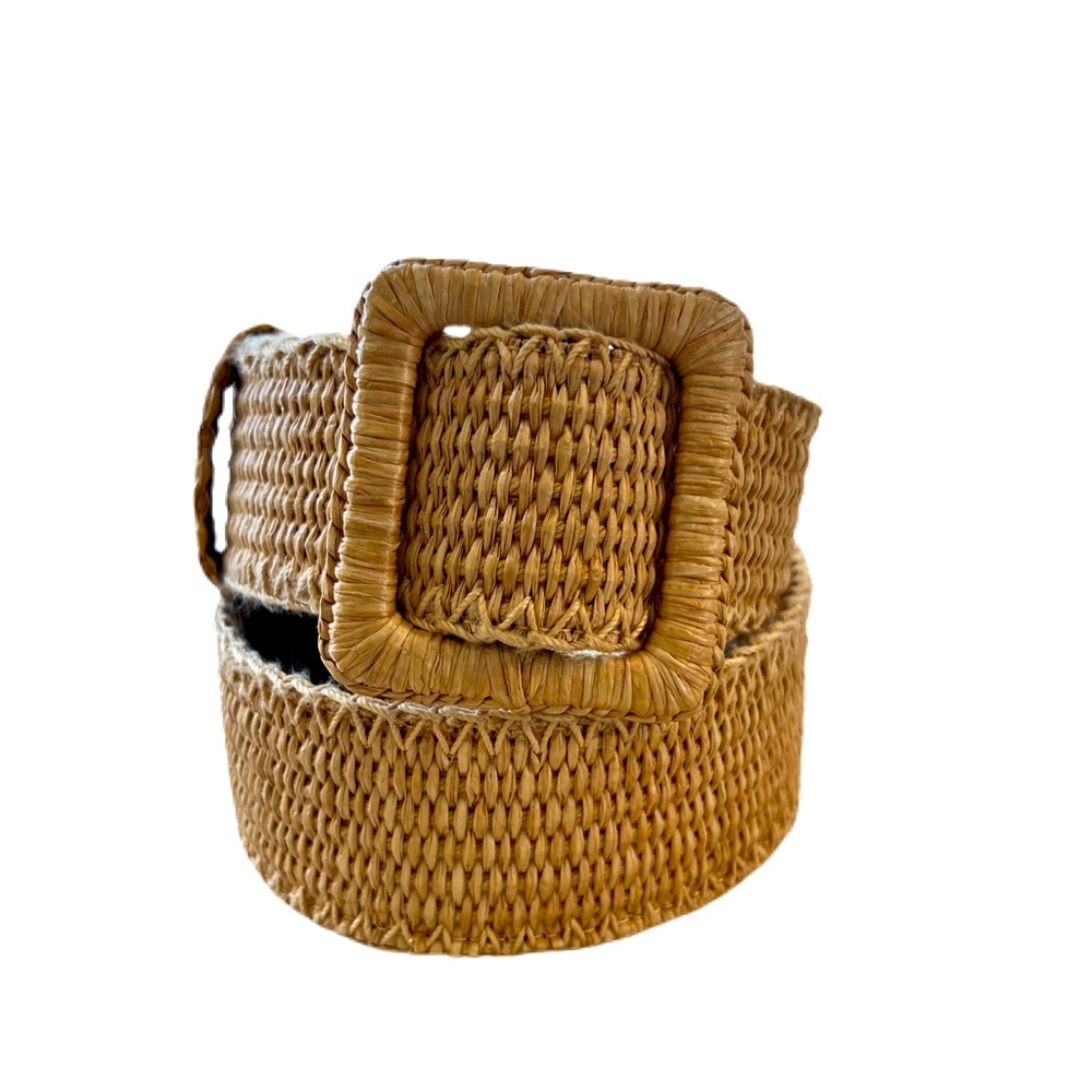 Yves Saint Laurent Rive Gauche Straw Raffia Wide Belt